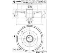 Tambor de freno 14.A672.10 BREMBO para NISSAN NOTE MICRA III MICRA C+C III