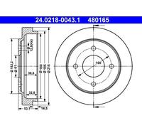 Tambor de freno 24.0218-0043.1 ATE para NISSAN MICRA II