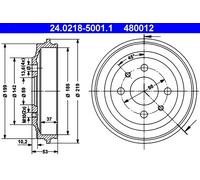 ATE Tambor de freno para SEAT: Ronda, Malaga, 126, Marbella, Ibiza & FIAT: Panda, Regata, Fiorino, Duna, 126, Ritmo, ELBA, Uno (Ref: 24.0218-5001.1)