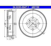 Tambor de freno 24.0220-0047.1 ATE para TOYOTA YARIS