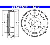 Tambor de freno 24.0220-0048.1 ATE para CHEVROLET AVEO / KALOS Sedán SPARK