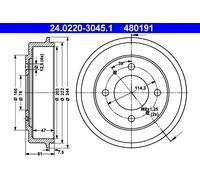 Tambor de freno 24.0220-3045.1 ATE para HYUNDAI LANTRA II COUPE I ELANTRA III