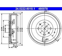 Tambor De Freno 24.0222-8018.1 ATE Para FIAT LANCIA ALFA ROMEO