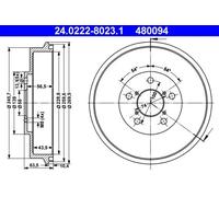 Tambor de freno 24.0222-8023.1 ATE para SUBARU IMPREZA Sedán LEGACY II FORESTER