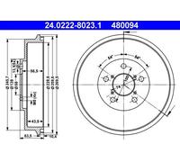 ATE Tambor de freno 24.0222-8023.1 – 1 pieza para Subaru Impreza/Legacy II/Forester