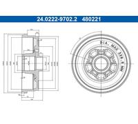 Tambor de freno 24.0222-9702.2 ATE para DACIA DUSTER DUSTER Furgoneta/SUV