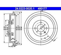 ATE Tambor de freno para SEAT: Inca & VOLKSWAGEN: Caddy (Ref: 24.0223-0020.1)