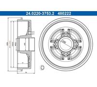 Tambor de freno ATE 24.0220-3753.2 para DACIA LOGAN (LS_) 1.4 2006-2012