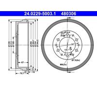 ATE Tambor de freno para TOYOTA: Hilux (Ref: 24.0229-5003.1)