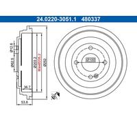 Tambor de freno barnizado 24.0220-3051.1 ATE para HYUNDAI KIA