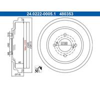 Tambor de freno barnizado 24.0222-0005.1 ATE para SUZUKI SWIFT V