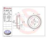 Tambor De Freno Brembo 14.E277.10 Essential Line para Toyota Eje Trasero