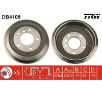 Tambor de freno, 1 pieza TRW DB4108