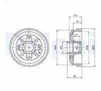 Tambor de freno DELPHI BF324 para PEUGEOT 206 Van 1.1 2002-2007