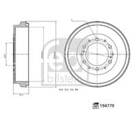 Tambor de freno Eje trasero 194779 FEBI BILSTEIN