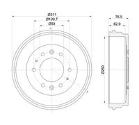 Tambor De Freno Hella 8DT 355 301-841 para Ford Mazda Kia