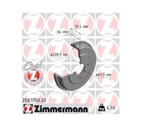 Tambor De Freno Zimmermann 250.1750.20 Coat Z para Ford Eje Trasero