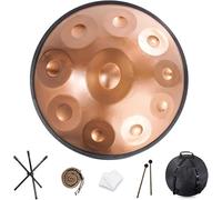 TAMBOR DE HANDPAN DE ACERO DE 9/10/12 NOTAS, 440 Hz/432 Hz, instrumento de percusión armónica de 22 pulgadas en re menor for sanación con sonido y meditación personal(Gold,9 Notes (440Hz))