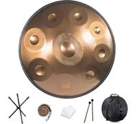 TAMBOR DE HANDPAN DE ACERO DE 9/10/12 NOTAS, 440 Hz/432 Hz, instrumento de percusión armónica de 22 pulgadas en re menor for sanación con sonido y meditación personal(Gold,10 Notes (440Hz))