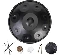 TAMBOR DE HANDPAN DE ACERO DE 9/10/12 NOTAS, 440 Hz/432 Hz, instrumento de percusión armónica de 22 pulgadas en re menor for sanación con sonido y meditación personal(Black,9 Notes (432Hz))