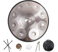 TAMBOR DE HANDPAN DE ACERO DE 9/10/12 NOTAS, 440 Hz/432 Hz, instrumento de percusión armónica de 22 pulgadas en re menor for sanación con sonido y meditación personal(Silver,10 Notes (440Hz))