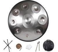 TAMBOR DE HANDPAN DE ACERO DE 9/10/12 NOTAS, 440 Hz/432 Hz, instrumento de percusión armónica de 22 pulgadas en re menor for sanación con sonido y meditación personal(Silver,9 Notes (432Hz))