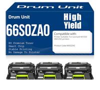 Tambor de impresión M3350 Compatible con 66S0ZA0, de Alto Rendimiento para Lexmark M3350 XM3350 Impresoras 75 000 páginas,3PC-Black
