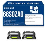 Tambor de impresión M3350 Compatible con 66S0ZA0, de Alto Rendimiento para Lexmark M3350 XM3350 Impresoras 75 000 páginas,2PC-Black