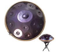 Tambor de Lengua 12 notas 58cm re menor Profesional Handpan Drum de acero con bolsa de tambor Handpan, soporte de tambor de mano, mazos y paño libre de polvo, Steel Tongue Drum(Purple,432Hz)