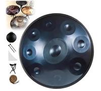 Tambor de Lengua 22 Pulgadas Re Menor, 432Hz/440Hz 9 Notas Handpan Drum, Tambor de mano de acero, Instrumento de música para adultos Steel Pan(Azul,440Hz)