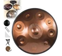 Tambor de Lengua 22 Pulgadas Re Menor, 432Hz/440Hz 9 Notas Handpan Drum, Tambor de mano de acero, Instrumento de música para adultos Steel Pan(Gold,440Hz)