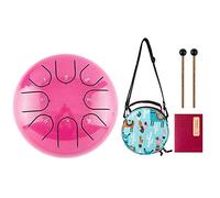 Tambor de lengua de 15,24 cm, 8 notas, instrumento de percusión de acero con mazos de tambor y bolsa de transporte, gran regalo para los amantes de la música, niños (rosa de 15,24 cm)