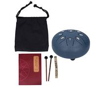 Tambor de lengua de 6 pulgadas y 8 tonos con mazos y libro de música, instrumento de percusión manual para meditación y relajación, incluye bolsa de almacenamiento y pegatinas de n (Azul marino)
