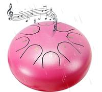 Tambor de lengua de 6 pulgadas y 8 tonos, mini tambor de mano con llave C, tambor de lengua de acero de percusión for principiantes/adultos/niños, viene con bolsa, mazos y púas(Pink)