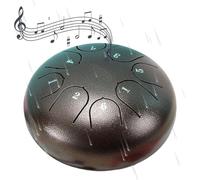 Tambor de lengua de 6 pulgadas y 8 tonos, tambor de mano, mini instrumento de percusión de acero, ideal for meditación, yoga, educación musical(Brown)