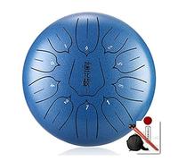 Tambor de lengua de acero 12 pulgadas 11 notas instrumento de percusión C mayor, tambor de mano con bolsa, mazos de goma azul