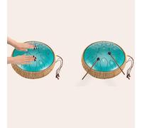 Tambor de lengua de acero, 12 pulgadas, 15 notas en D, instrumento de percusión, con 2 baquetas, para educación musical, concierto, mente, curación, yoga, meditación, color azul