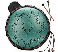 Tambor de Lengua de Acero, 15 Notas 14 Pulgadas Tambor de Mano, Percusión Instrumento Tankdrum con Mazos/Bolsa, para Meditación Yoga Sanación Sonora,A-09