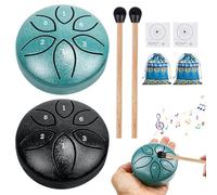 Tambor de lengua de acero, 2 unidades de tambor de lengua de acero de 3 pulgadas, 6 tonos, tambor de lluvia, tambor de lengua, instrumento con bolsa de tela, baqueta, libro de música, mini Pan Drum