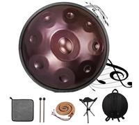 Tambor De Lengua De Acero - 22 Inches Handpan Drum Sets, Hand Drum Steel Drums Percusión De 423Hz/440 Hz En Re Menor, 9/10/12 Notas Tambor de Mano(Purple,9 notes(432HZ))