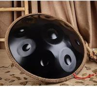 Tambor de lengua de acero, 22 pulgadas, 9 notas/10 notas, kit de batería de tanque Handpan, instrumento de percusión menor en D para yoga, meditación, educación musical, etc., negro, 22 pulg
