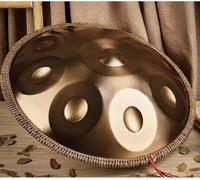 Tambor de lengua de acero, 22 pulgadas, 9 notas/10 notas, kit de batería de tanque Handpan, instrumento de percusión menor en D para yoga, meditación, educación musical, etc.,Oro,22 pulgadas