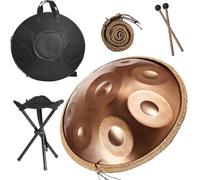 Tambor de Lengua De Acero 22 Pulgadas Hand Tuning 432Hz/440Hz, Instrumento de Percusión con Tambor de Acero y Percusión Armónica Incluida para Meditación Relajación(el color Dorado,432HZ/12Note)