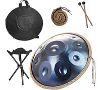 Tambor de Lengua De Acero 22 Pulgadas Hand Tuning 432Hz/440Hz, Instrumento de Percusión con Tambor de Acero y Percusión Armónica Incluida para Meditación Relajación(azul,440HZ/10Note)