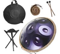 Tambor de Lengua De Acero 22 Pulgadas Hand Tuning 432Hz/440Hz, Instrumento de Percusión con Tambor de Acero y Percusión Armónica Incluida para Meditación Relajación(Deep Purple,432HZ/10Note)