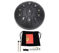 Tambor de lengua de acero, 6 en 11 tonos, tambor esencial de lluvia, chakra, armonización del instrumento de percusión mini para uso exterior y jardín (negro)