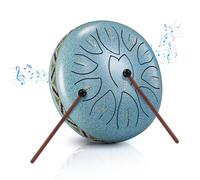Tambor de Lengua de Acero, 6 Pulgadas y 11 Tonos D Key Steel Tongue Drum Colocar, Instrumento de Percusión Handpan, Tambor de Acero Handpan para Meditación, Yoga, Alivia el Estrés, Azul claro