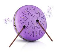 Tambor de Lengua de Acero, 6 Pulgadas y 11 Tonos D Key Steel Tongue Drum Colocar, Instrumento de Percusión Handpan, Tambor de Acero Handpan para Meditación, Yoga, Alivia el Estrés, Púrpura