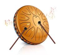 Tambor de Lengua de Acero, 6 Pulgadas y 11 Tonos Steel Tongue Drum Colocar, Instrumento de Percusión Handpan, Tambor de Acero Handpan para Meditación, Yoga, Alivia el Estrés, Oro