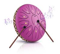 Tambor de Lengua de Acero, 6 Pulgadas y 11 Tonos Steel Tongue Drum Colocar, Instrumento de Percusión Handpan, Tambor de Acero Handpan para Meditación, Yoga, Alivia el Estrés, Púrpura brillante
